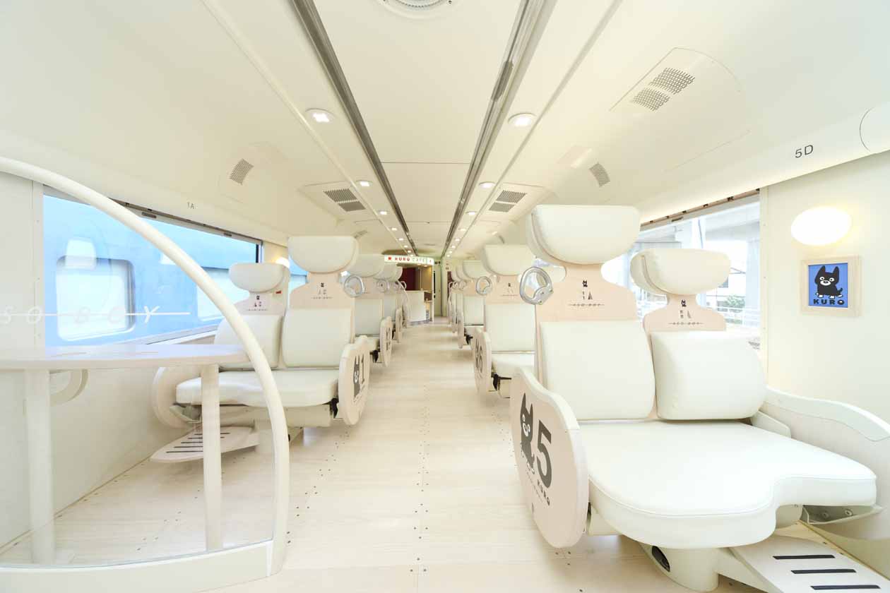 JR九州　D&S列車「あそぼーい！別府～阿蘇間復活　車内　白いくろちゃんシート