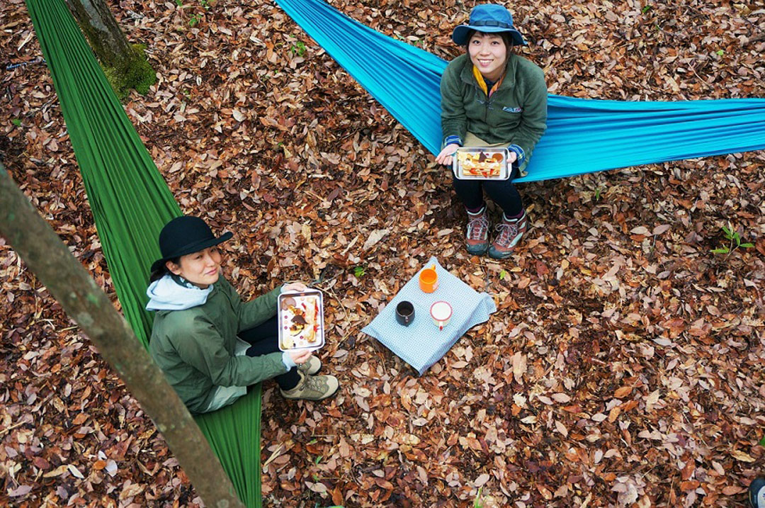 岐阜県下呂市小坂町落合 がんだて公園 カフェトレッキング ハンモックでカフェ