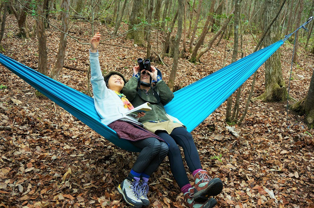 岐阜県下呂市小坂町落合 がんだて公園 カフェトレッキング ハンモックでカフェ